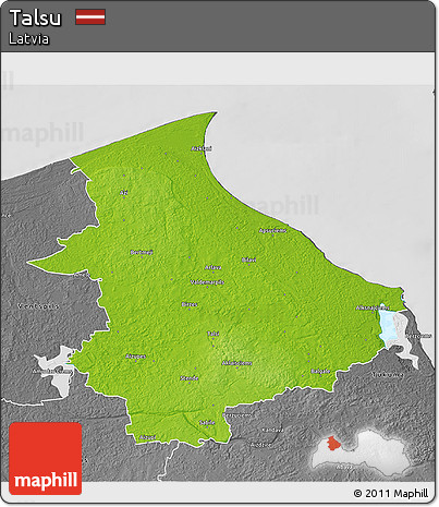 Physical 3D Map of Talsu, desaturated