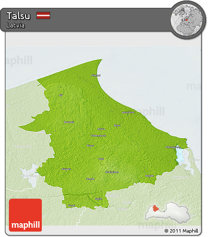 Physical 3D Map of Talsu, lighten