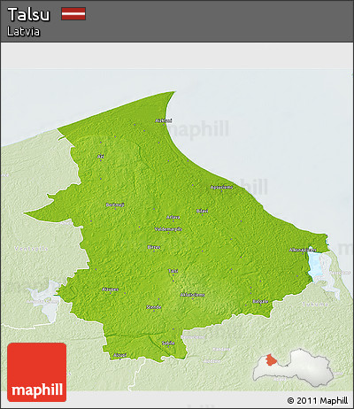 Physical 3D Map of Talsu, lighten