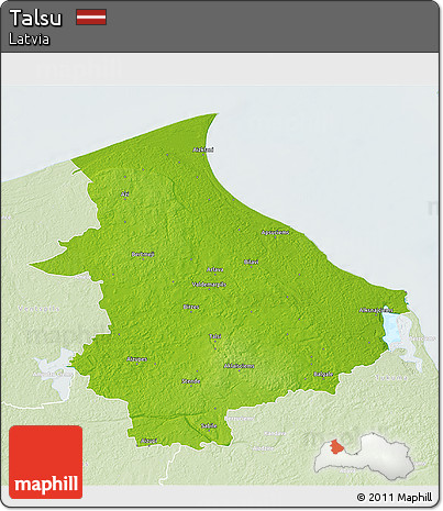 Physical 3D Map of Talsu, lighten