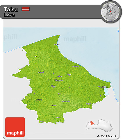 Physical 3D Map of Talsu, single color outside