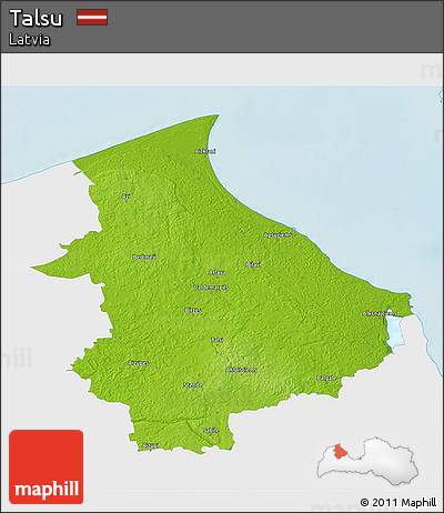 Physical 3D Map of Talsu, single color outside