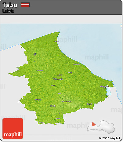 Physical 3D Map of Talsu, single color outside