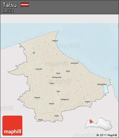 Shaded Relief 3D Map of Talsu, single color outside