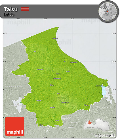 Physical Map of Talsu, lighten, semi-desaturated