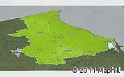 Physical Panoramic Map of Talsu, darken, semi-desaturated