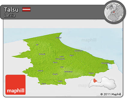 Physical Panoramic Map of Talsu, single color outside
