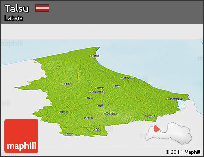 Physical Panoramic Map of Talsu, single color outside