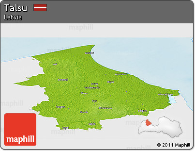 Physical Panoramic Map of Talsu, single color outside