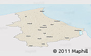 Shaded Relief Panoramic Map of Talsu, single color outside