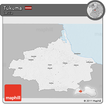 Gray 3D Map of Tukuma, single color outside