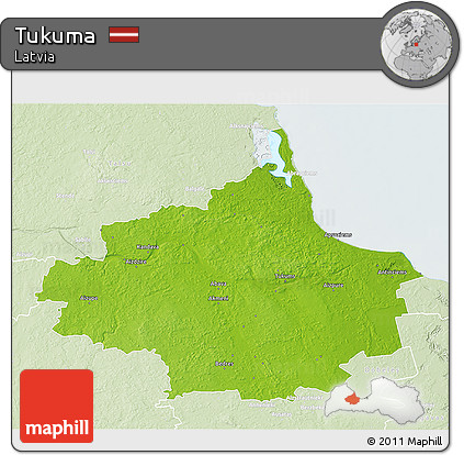 Physical 3D Map of Tukuma, lighten