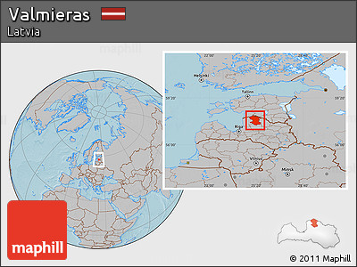 Gray Location Map of Valmieras, hill shading