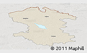 Shaded Relief Panoramic Map of Valmieras, lighten, semi-desaturated