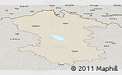 Shaded Relief Panoramic Map of Valmieras, semi-desaturated
