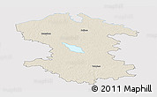 Shaded Relief Panoramic Map of Valmieras, single color outside