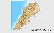 Satellite 3D Map of Lebanon, single color outside, bathymetry sea