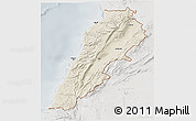 Shaded Relief 3D Map of Lebanon, lighten, semi-desaturated