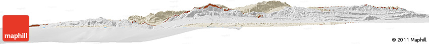 Shaded Relief Horizon Map of Lebanon, lighten, desaturated