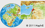 Physical Location Map of Lebanon, within the entire country