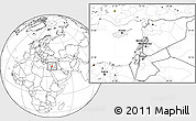 Gray Location Map of Lebanon, blank outside, hill shading inside