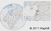 Gray Location Map of Lebanon, lighten, desaturated, hill shading