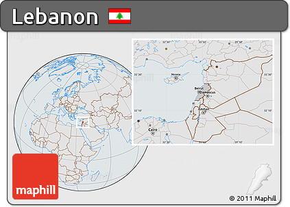 Gray Location Map of Lebanon, lighten, semi-desaturated