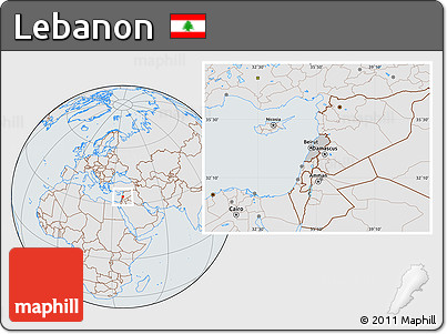 Gray Location Map of Lebanon, lighten, semi-desaturated