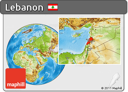 Physical Location Map of Lebanon