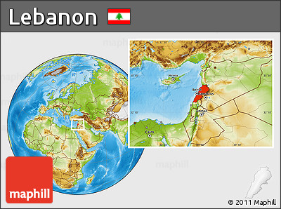 Physical Location Map of Lebanon