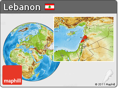 Physical Location Map of Lebanon