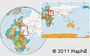 Political Location Map of Lebanon, highlighted continent, within the entire continent