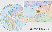 Political Location Map of Lebanon, lighten, land only
