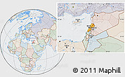 Political Location Map of Lebanon, lighten, semi-desaturated