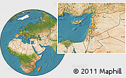 Political Location Map of Lebanon, satellite outside