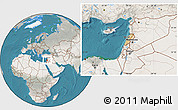 Satellite Location Map of Lebanon, lighten, semi-desaturated, land only