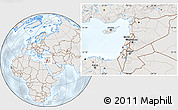 Shaded Relief Location Map of Lebanon, lighten, semi-desaturated