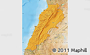 Political Map of Lebanon, satellite outside, bathymetry sea