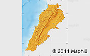 Political Map of Lebanon, single color outside, shaded relief sea