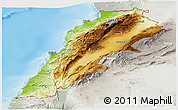 Physical Panoramic Map of Lebanon, lighten, semi-desaturated, land only