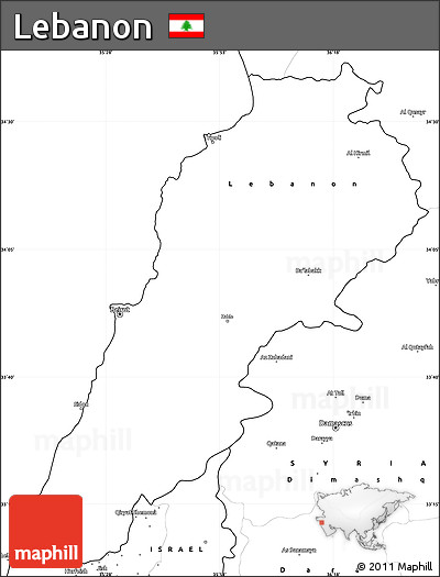 Blank Simple Map of Lebanon