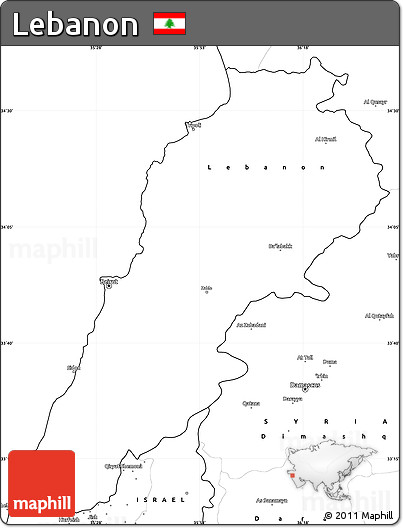 Blank Simple Map of Lebanon