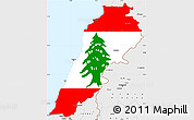 Flag Simple Map of Lebanon, single color outside, borders and labels