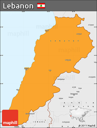 Political Simple Map of Lebanon, single color outside, borders and labels