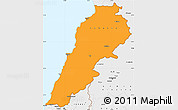 Political Simple Map of Lebanon, single color outside, borders and labels