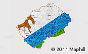 Flag 3D Map of Lesotho, flag centered
