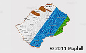 Flag 3D Map of Lesotho, flag aligned to the middle