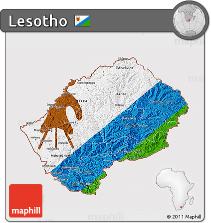 Flag 3D Map of Lesotho