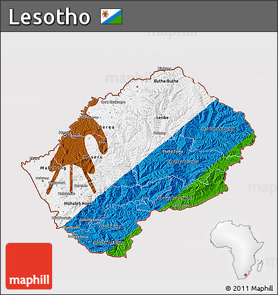Flag 3D Map of Lesotho