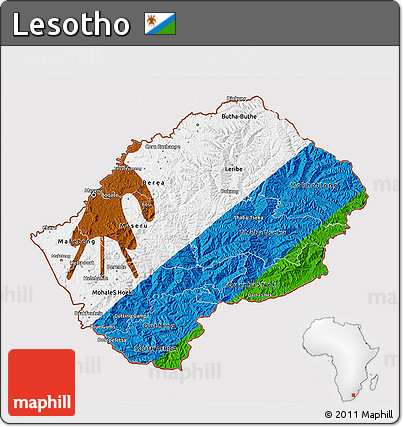 Flag 3D Map of Lesotho